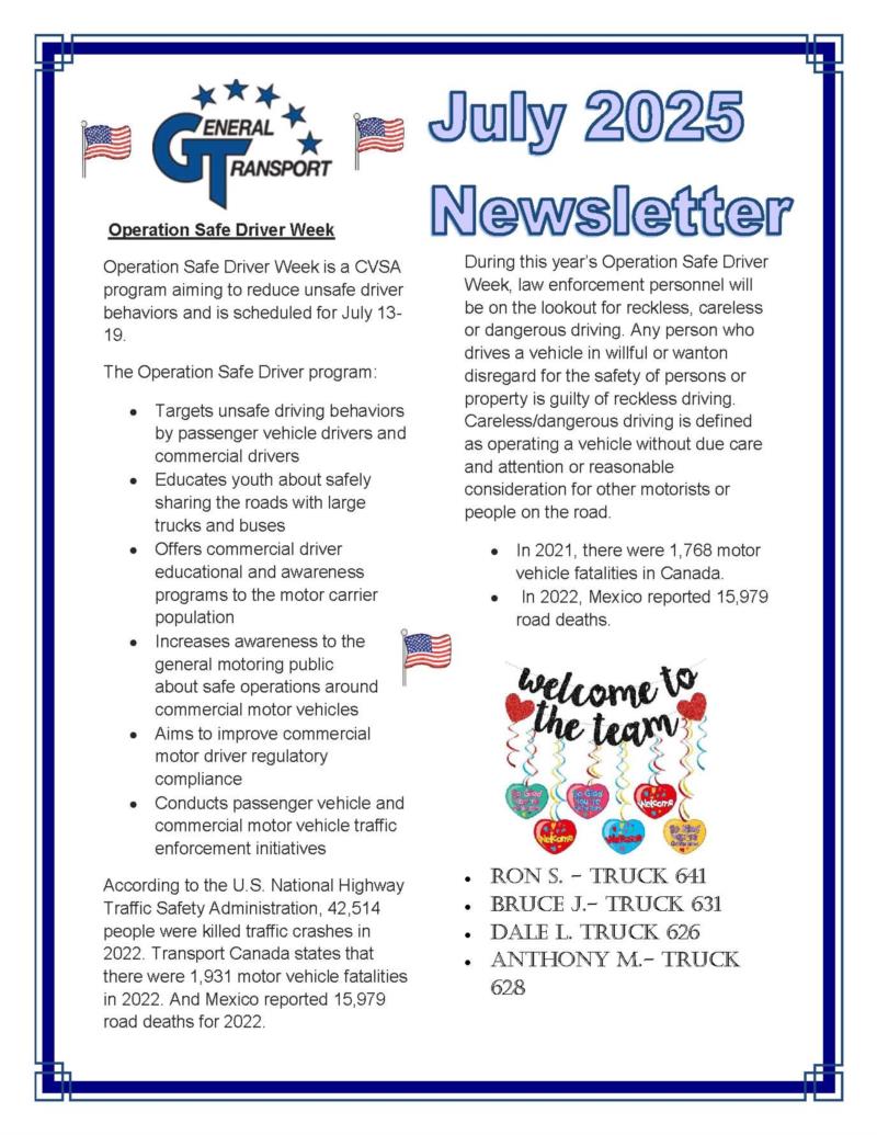 General Transport July 2025 Newsletter